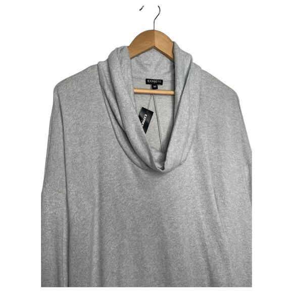 New Express Sweater Womens XS Gray Cowl Neck Asymmetrical Drop Shoulder Soft - Picture 10 of 13